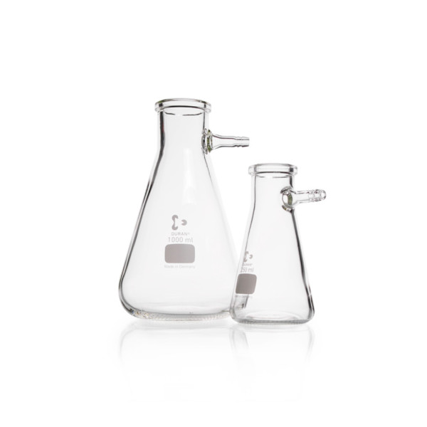 DWK DURAN® Filtering flasks, Erlenmeyer shape, with glass hose connection, 500 ml