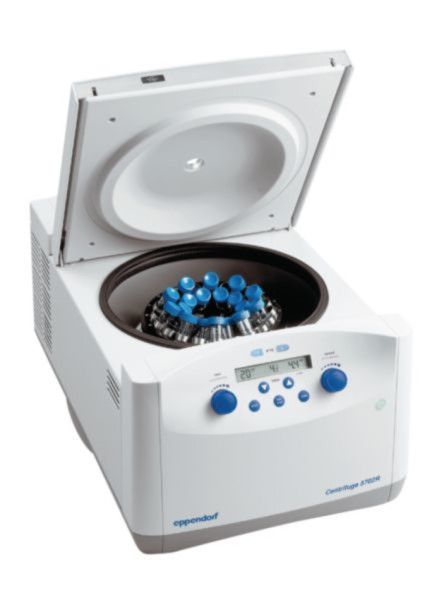 Eppendorf Centrifuge 5702 R, rotary knobs, refrigerated, with Rotor A-4-38 incl. adapters for 15/50 mL conical tubes, 2 sets of 2 adapters, 230 V/50 – 60 Hz