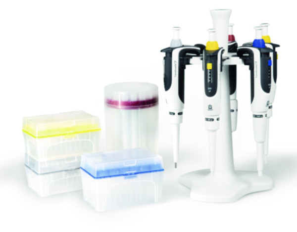 BRAND Transferpette® S pipette package 1: 5 x pipettes (0.1-2.5 µl, 0.5-10 µl, 2-20 µl, 20-200 µl, 100- 1000 µl), benchtop rack for 6 pipettes