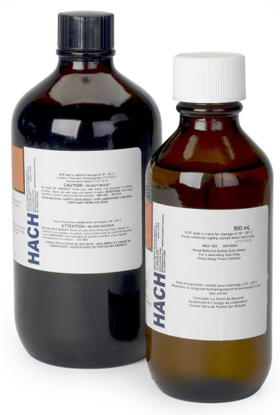 Hach Solution, nitric acid, 1:1, 500 mL. Approximate concentration, 7.9M. (For exact concentration, download the CoA for the lot in question).