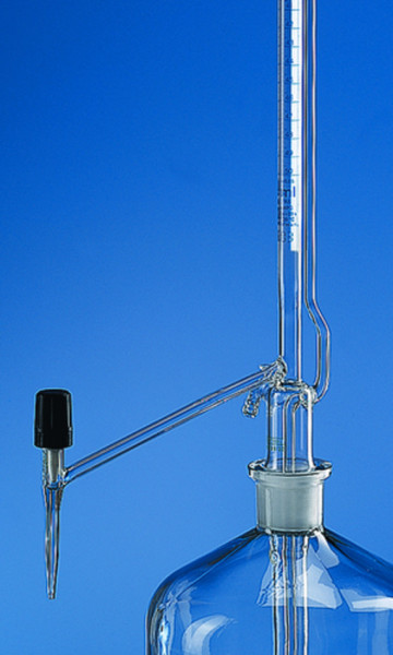 BRAND Auto. burette, BLAUBRAND®, AS, DE-M, 25:0.05 ml, lateral safety stopcock, blue Schellbach stripe