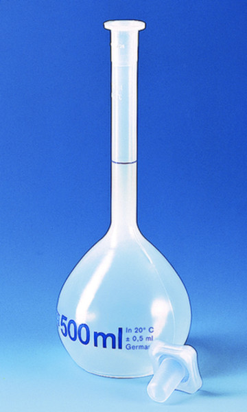 BRAND Volumetric flask, PP translucent, 25 ml, NS 10/19, PP stopper