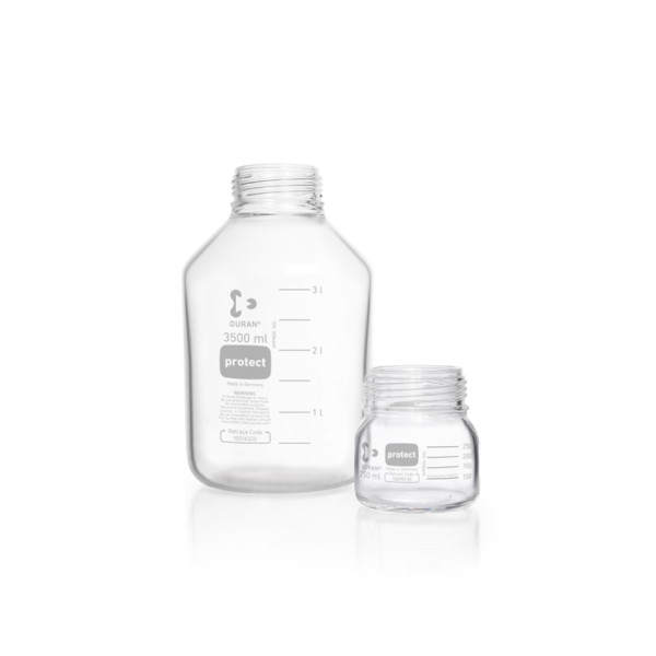 DWK DURAN® GLS 80 PROTECT Labboratory bottle with GLS 80 thread, plastic coated (PU), 250ml