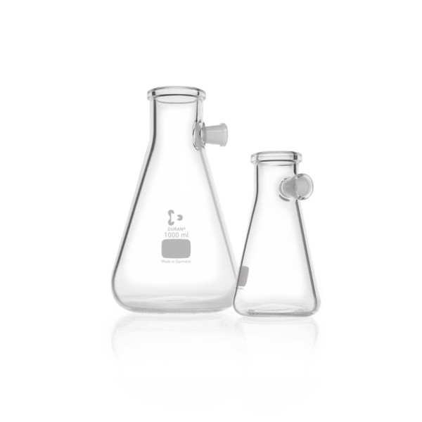 DWK DURAN® Filtering flasks and bottles with side-arm socket, Erlenmeyer shape, 1000 ml