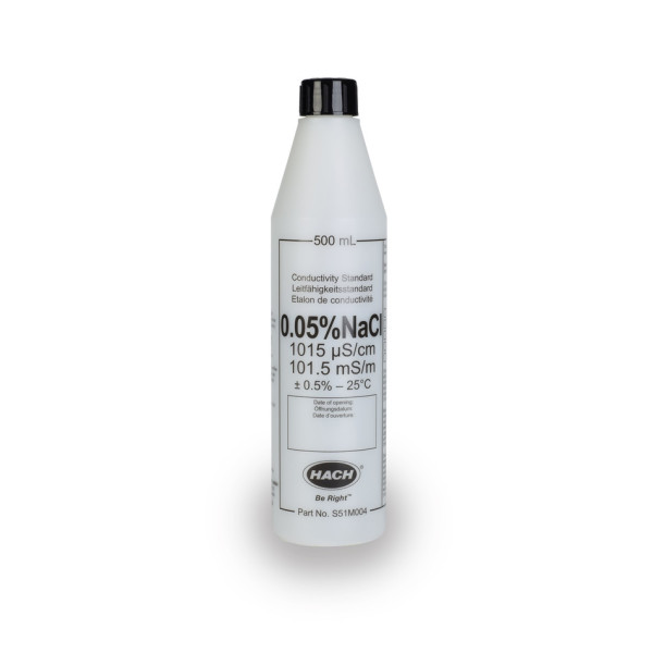 Hach Certified Conductivity Standard Solution, 1015 µS/cm, 0.05% NaCl, 500 mL