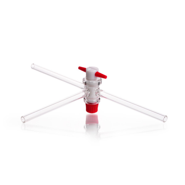 DWK DURAN® Three-way stopcocks, T-bore 2 mm, NS 14.5, complete with PTFE-key and 3 part retaining device