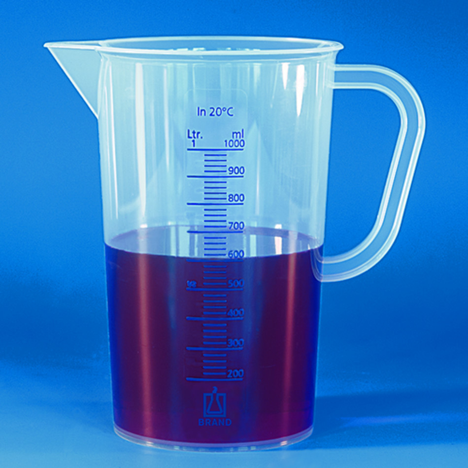 Brand Graduated Beaker Pp Grad Blue 1000 Ml 20 Ml With Handle And Spout 3950