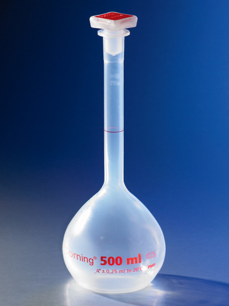 Corning® 1L Class A Reusable Plastic Volumetric Flask, Polymethylpentene with 24/29 Tapered PP Stopper