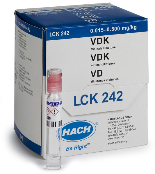 Hach Vicinale Diketone (MEBAK) Küvetten-Test 0,015-0,5 mg/kg Diacetyl, 25 Bestimmungen