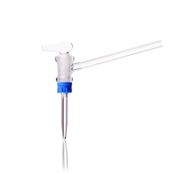 DWK DURAN® burette stopcocks, angled, complete with DURAN®-keys, NS 12.5, bore 2,5 mm, tube 100 mm