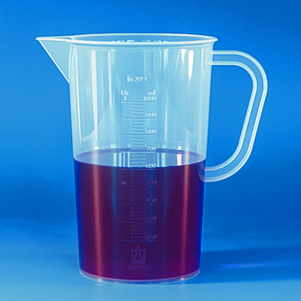 Graduated beaker, PP, embossed scale 3000 ml: 50 ml, with handle and ...