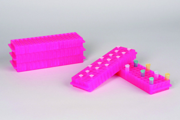 SP Bel-Art Reversible PCR and MicrocentrifugeTube Rack; For 0.2ml or 1.5-2.0ml Tubes, 80Places, Pink