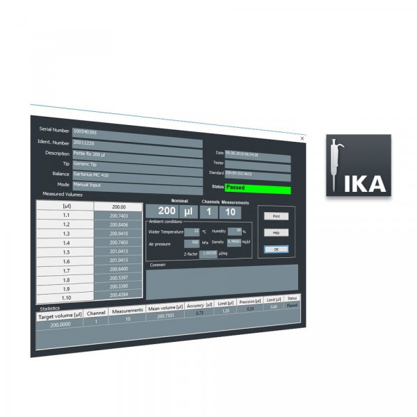 IKA IPCS Pipettenkalibrier-Software - Software for calibration tests