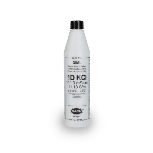 Hach Certified OIML Conductivity Standard Solution, 111.3 mS/cm, KCl 1D, 500 mL